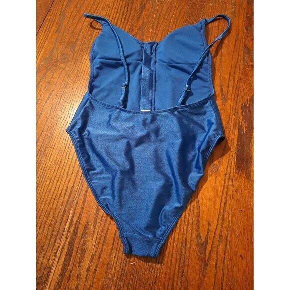 Juniors Medium No Boundaries Blue Earth Half Zip Swimsuit Bathing Suit Swimwear - Picture 4 of 6